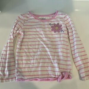Long sleeve pink and white striped flower shirt